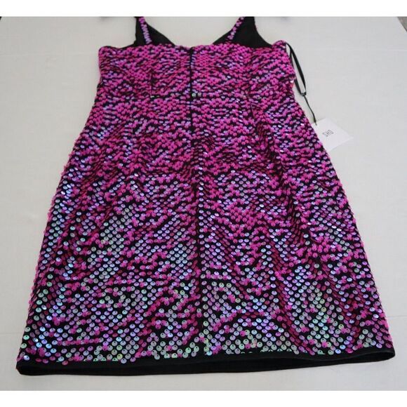 SHO x Tadashi Shoji Sz XXS Hot Pink Sequin Surplice Neck Body-Con Dress - Picture 13 of 16